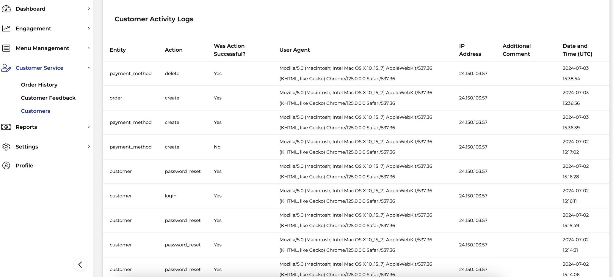 Customer Activity Log Tracker
